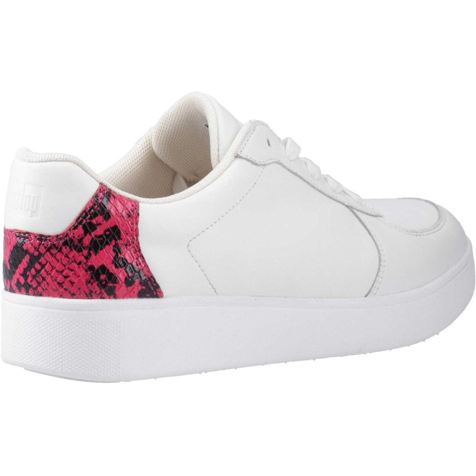 Fitflop Rally Snakeprint Backtab Leder Damen Urban Weiß/Wilde Himbeere Sneakers