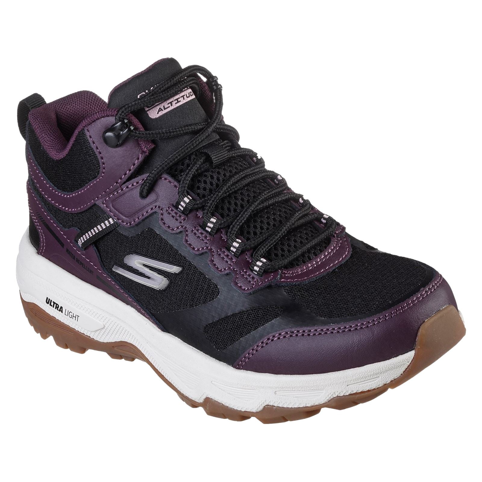 Skechers Go Run Trail Altitude Leder Damen Sneaker In Schwarz/Lila