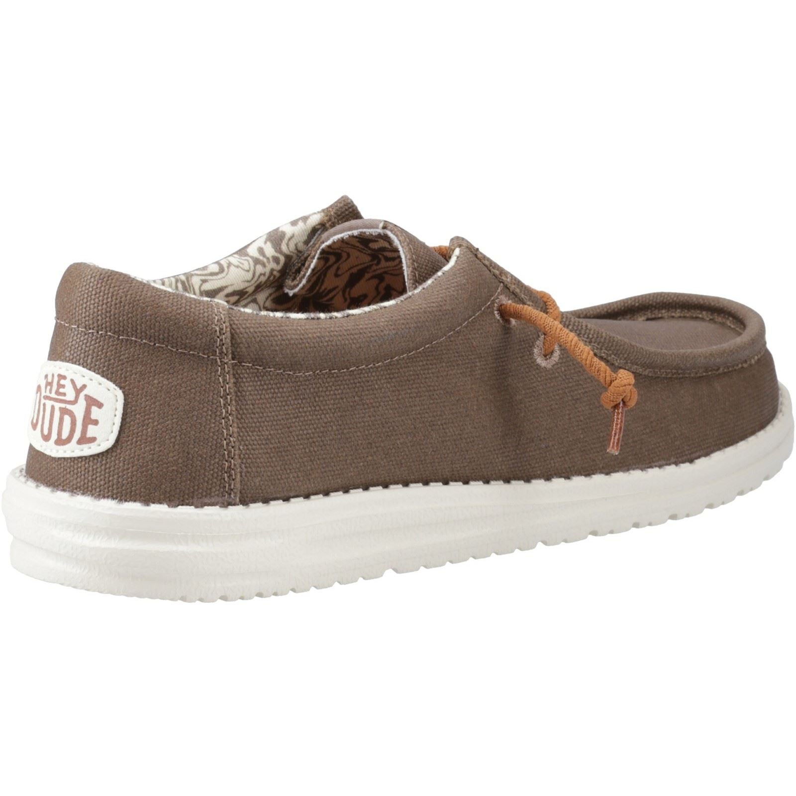HEYDUDE Wally Waxed Stoff Herren Walnuss Bootsschuhe