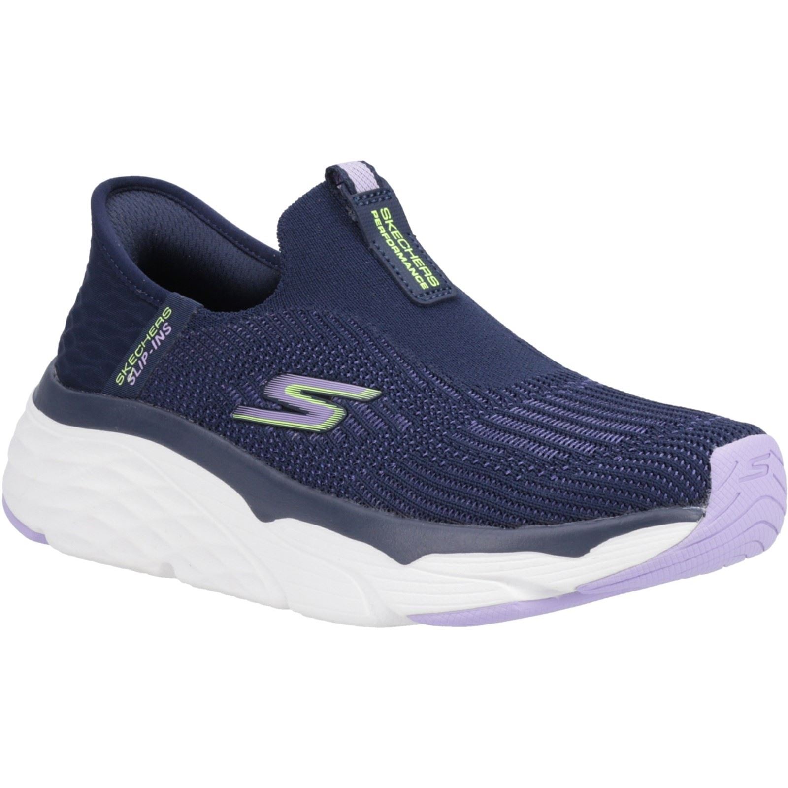 Skechers Max Cushioning - Smooth Damen Sneaker In Marineblau/Lavendel