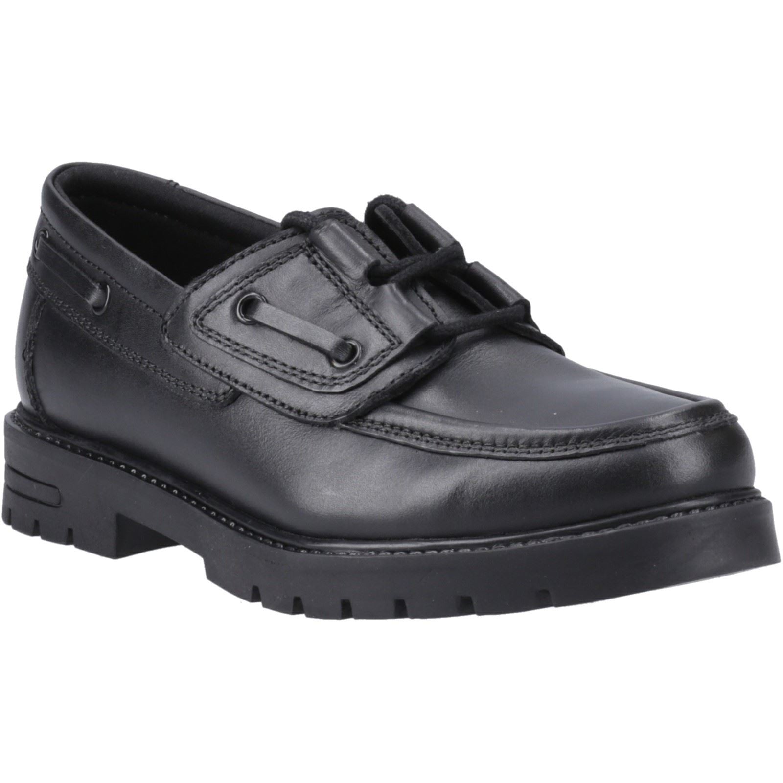 Hush Puppies Lucy Mädchenschwarze Bootsschuhe Aus Leder