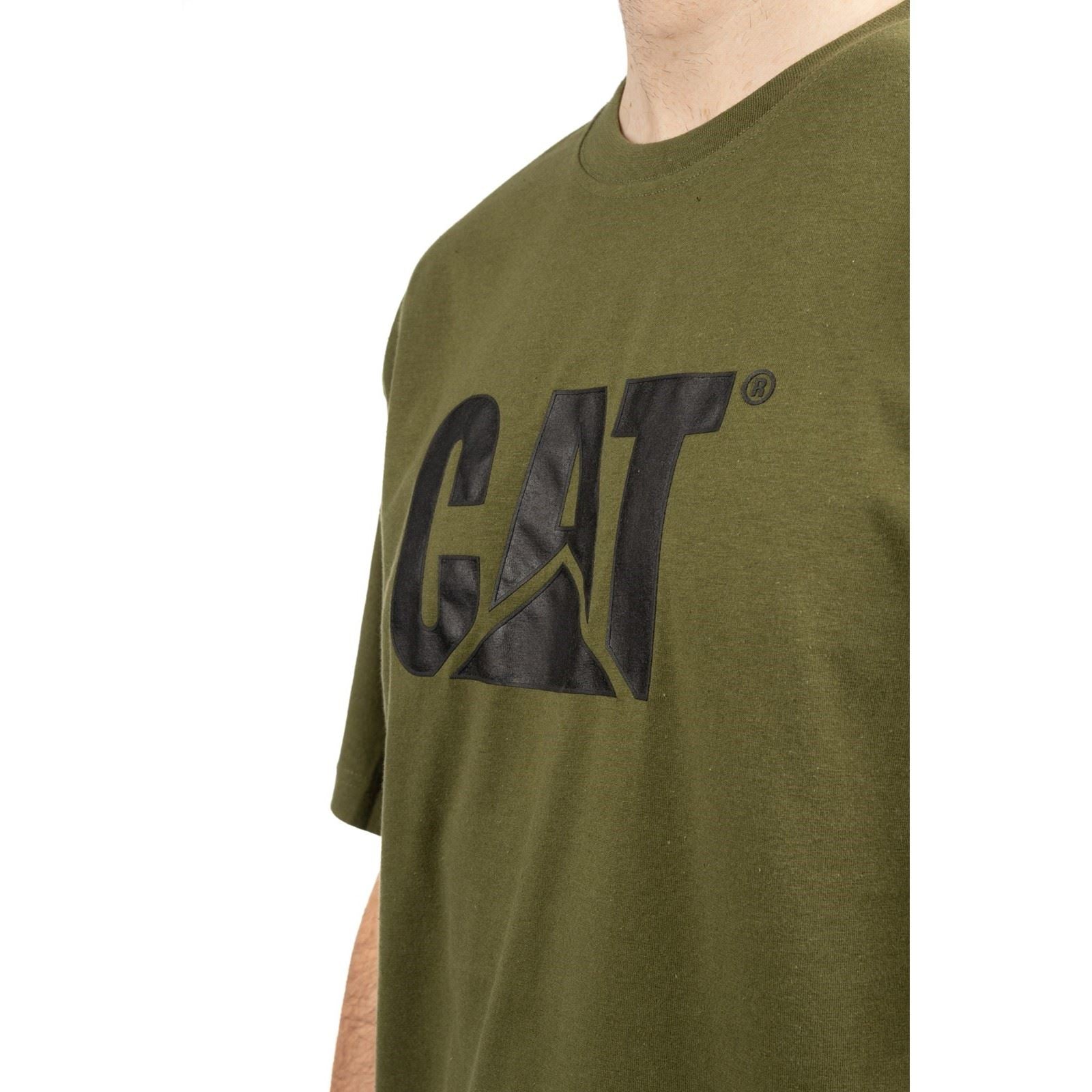 Caterpillar Trademark Logo Baumwoll Herren Grüne Kurzarm T-Shirts