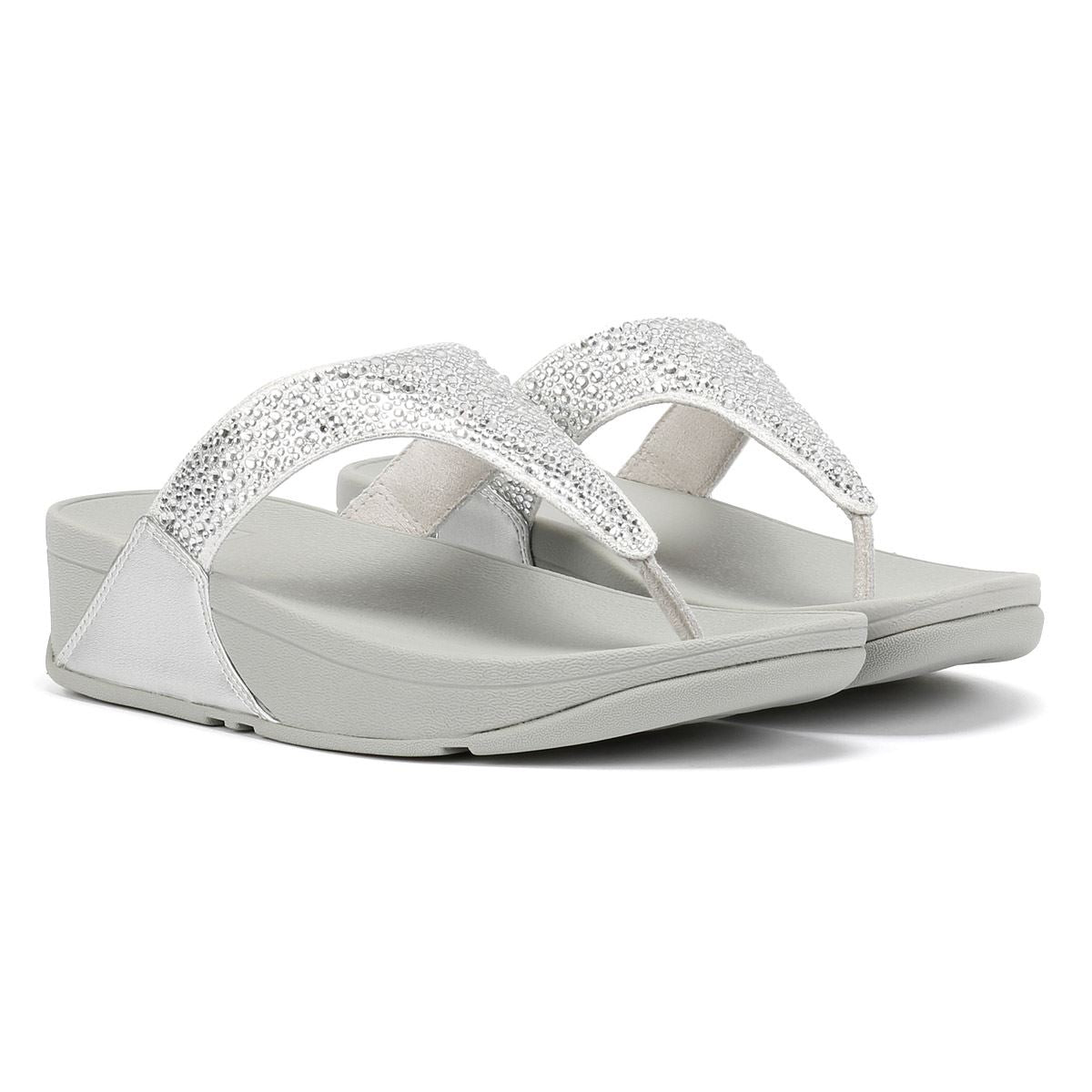 FitFlop Lulu Crystal Mix Damen Silber Sandalen