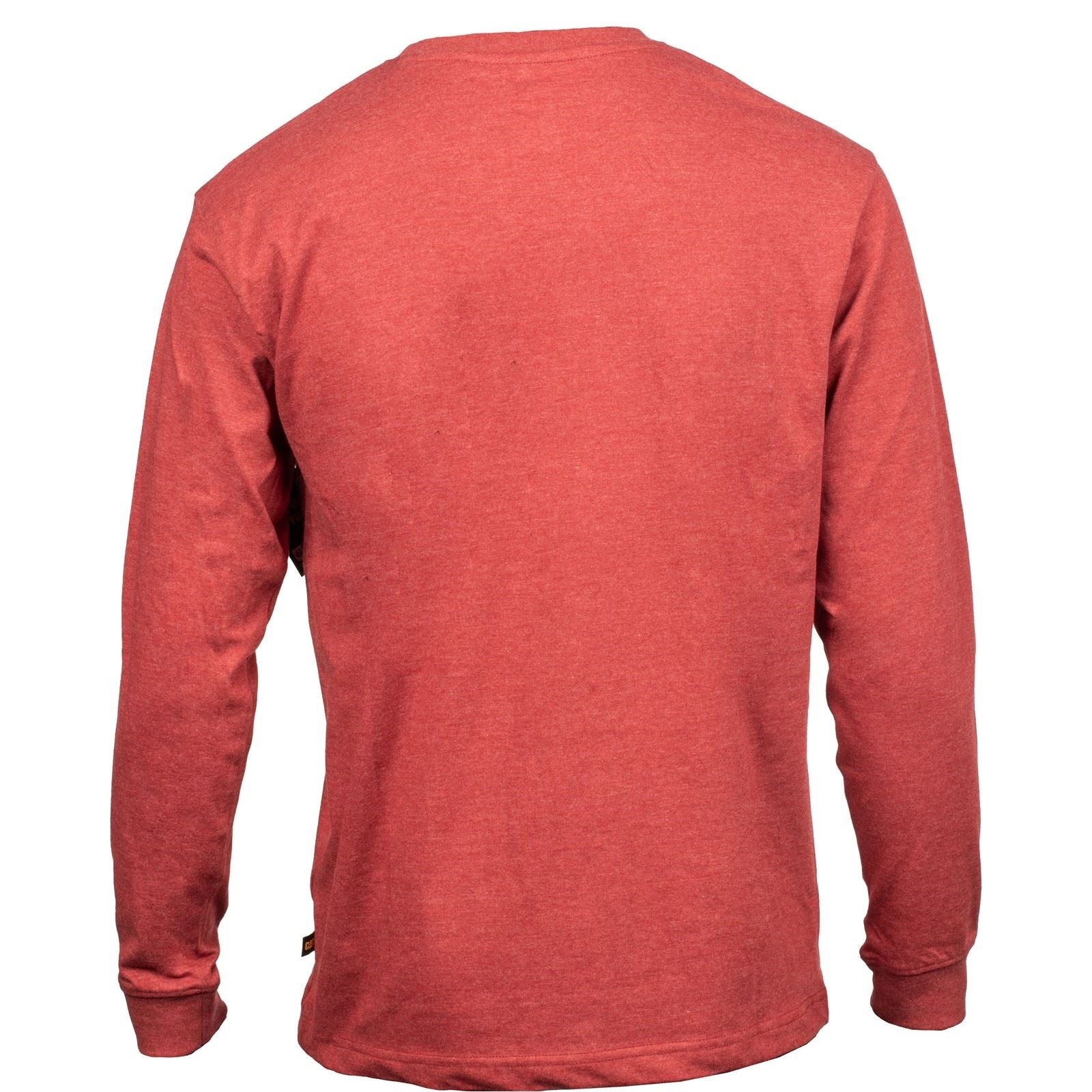 Caterpillar Trademark Banner Long Sleeve Baumwolle Herren Rotes T-Shirt