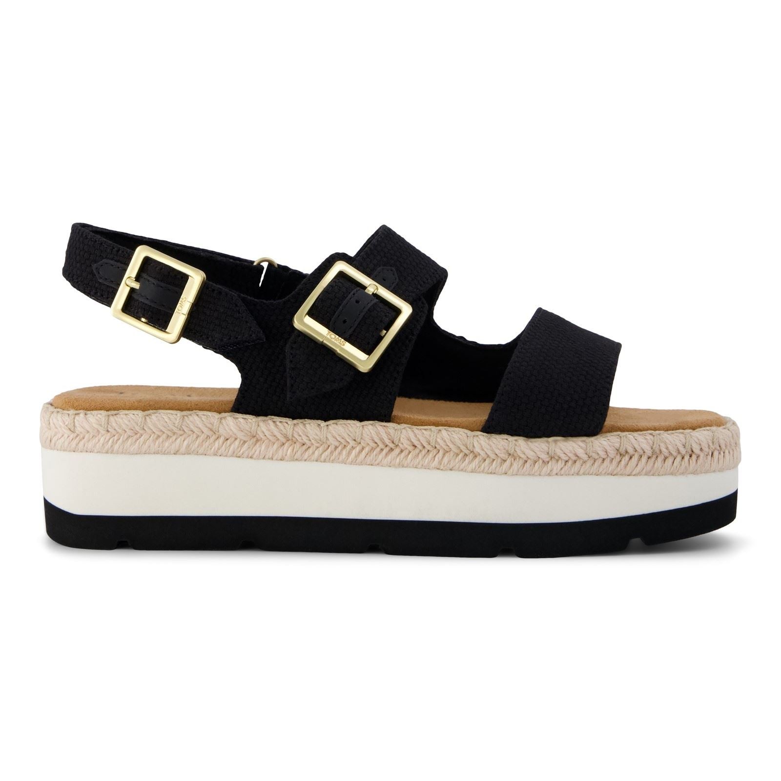 TOMS Giana Textil Frauen Schwarze Strandsandalen