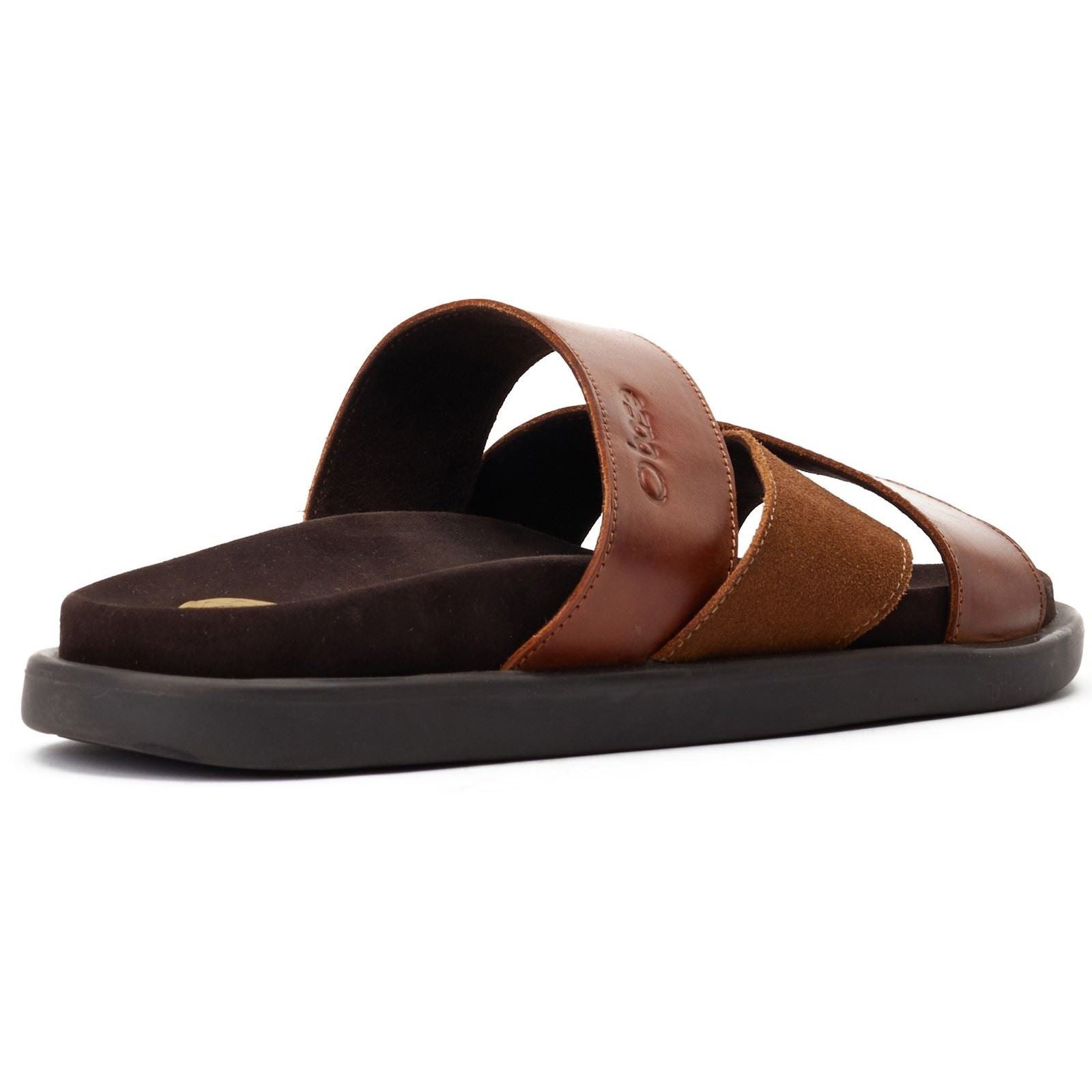 Base London Ponza Leder Herren Dunkelbraune Sandalen