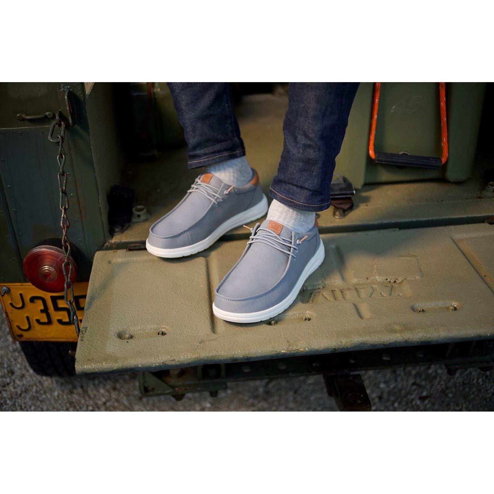 HEYDUDE Paul Canvas Baumwoll Herrenmokassinschuhe In Monument Grau