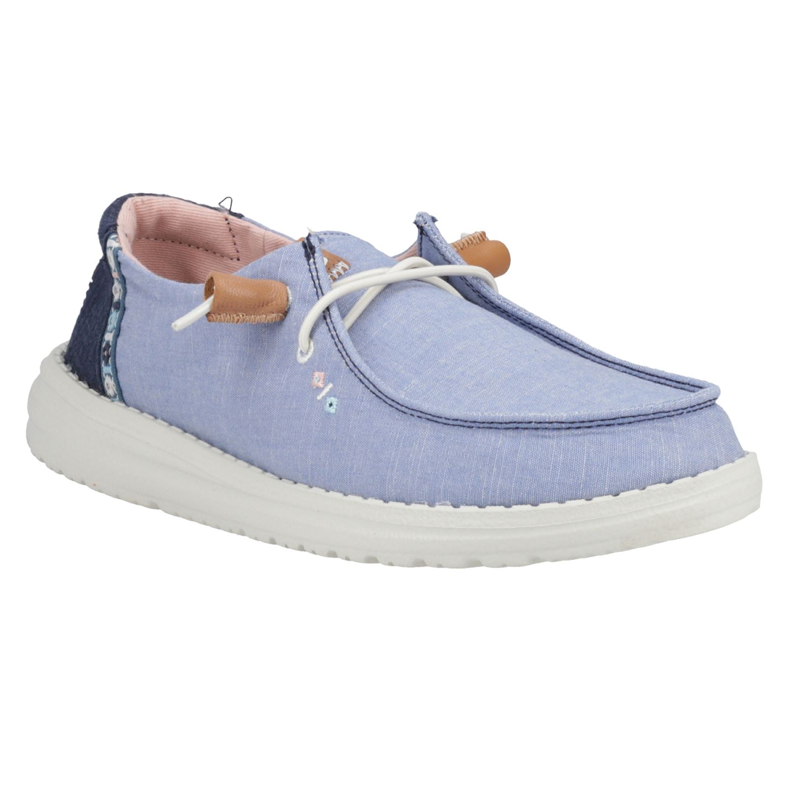 HEYDUDE Wendy Chambray Boho 100% Baumwolle Damenblaue Slipper