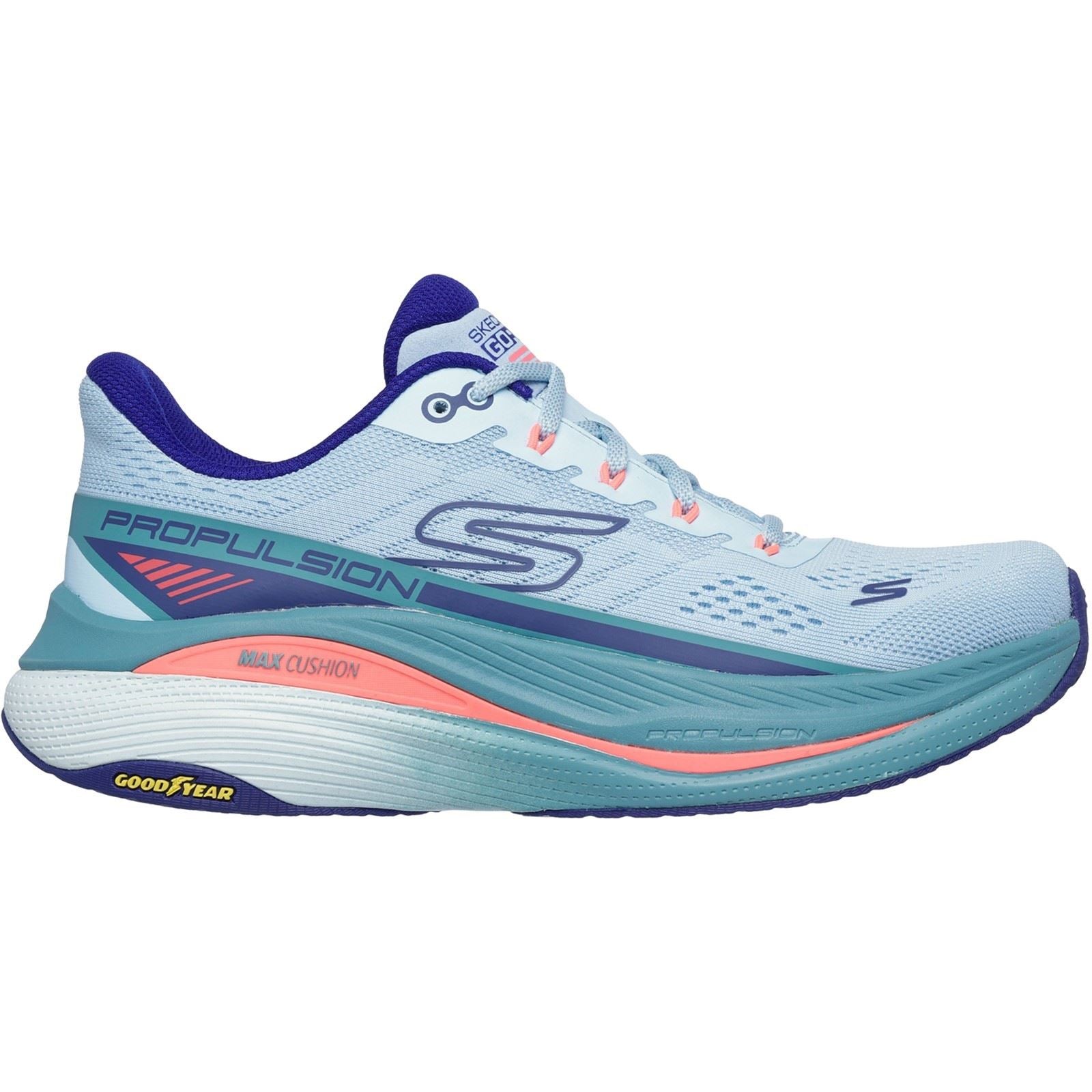 Skechers Performance Max Cushioning Propulsion Damen Sneaker Aus Textil In Hellblau/Dunkelblau