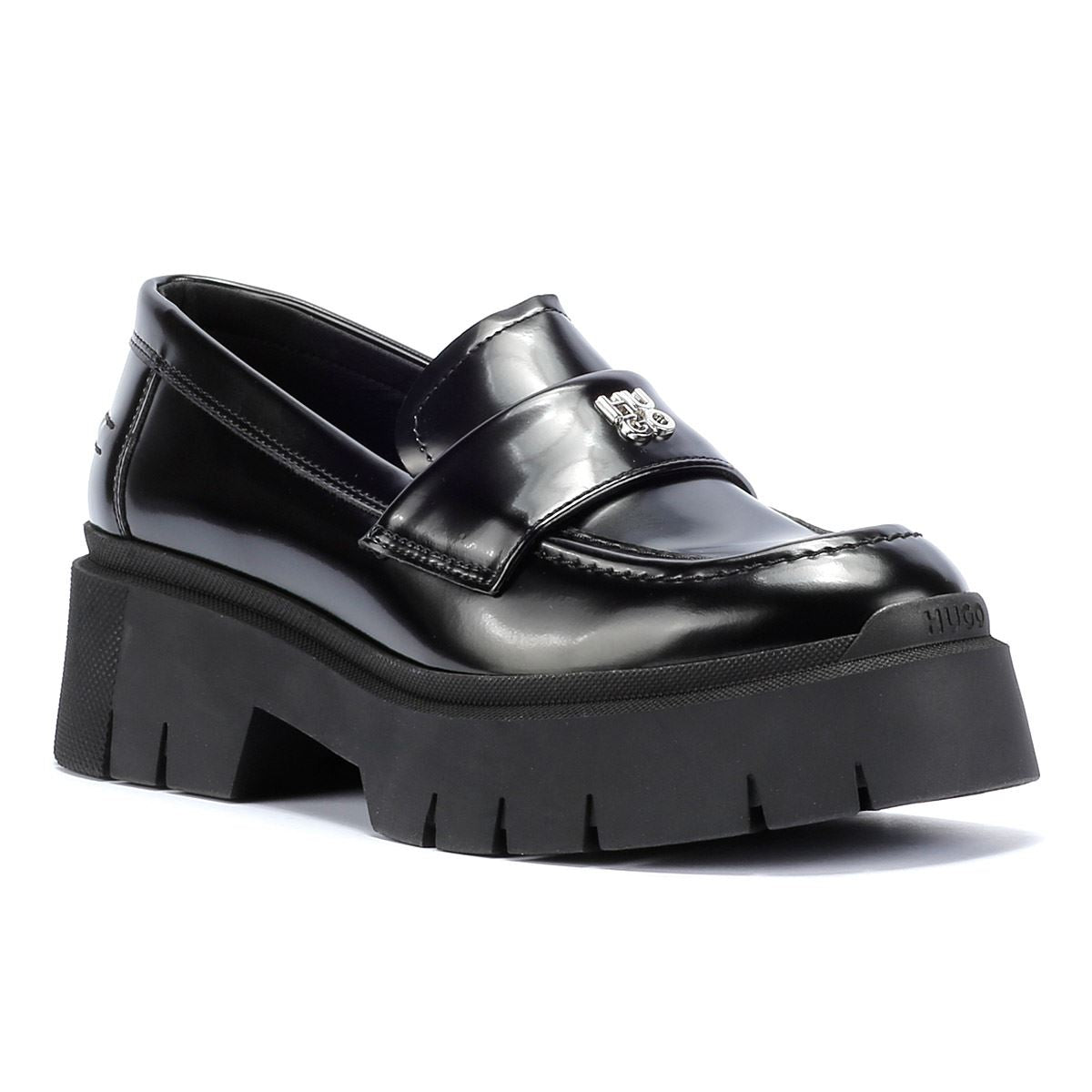 Hugo Kris Leder Damen Schwarze Loafers