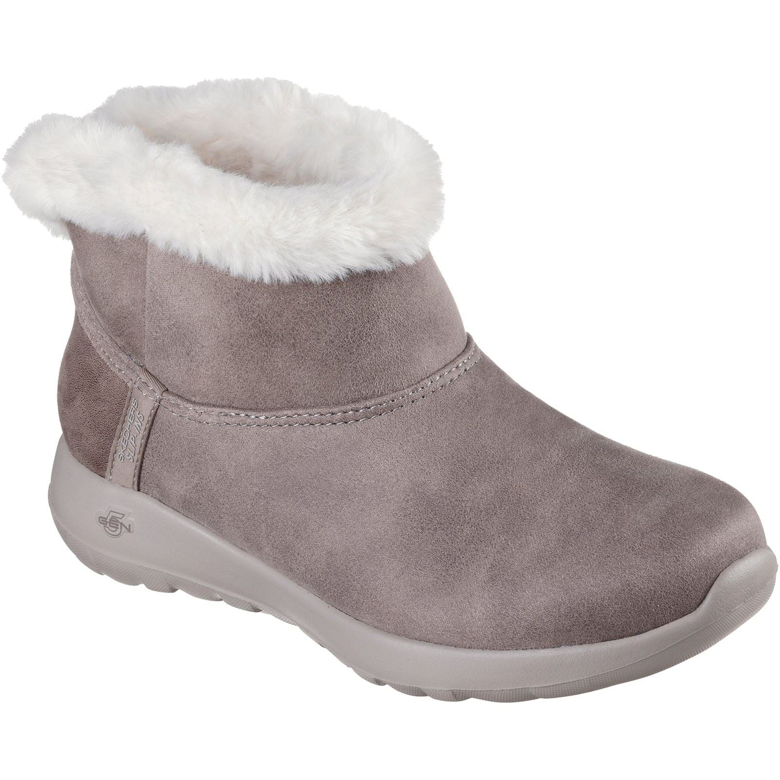 Skechers On-the-GO Joy Cozy Dream Damen Winter Stiefeletten aus dunklem Taupe aus Polyester