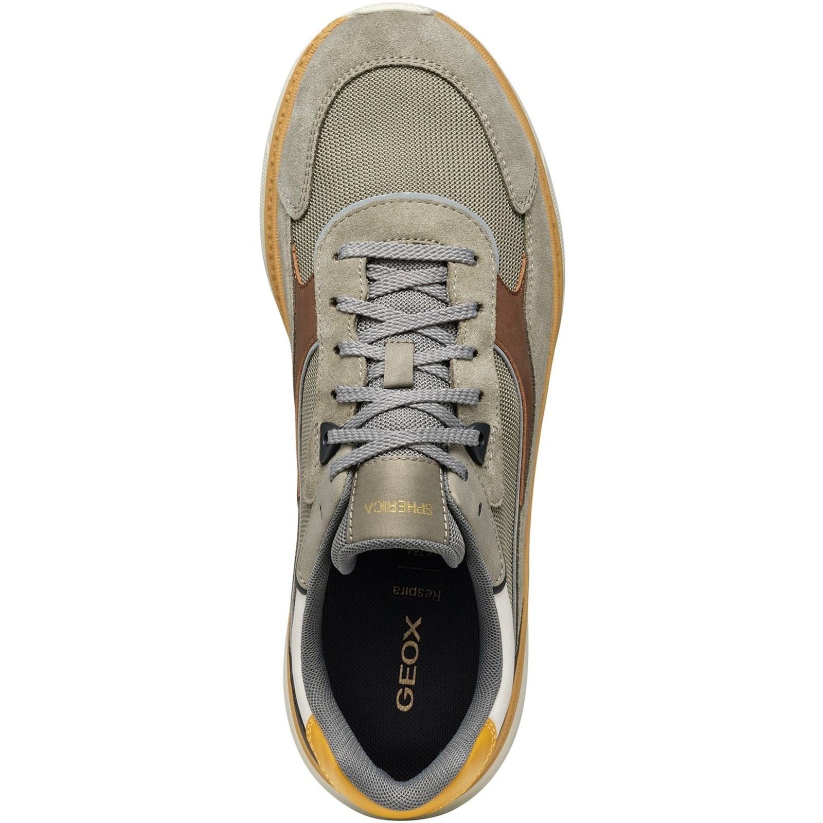 Geox U SPHERICA ACTIF X1 Polyester Mischgewebe Herren Sneaker In Salbei/Braun