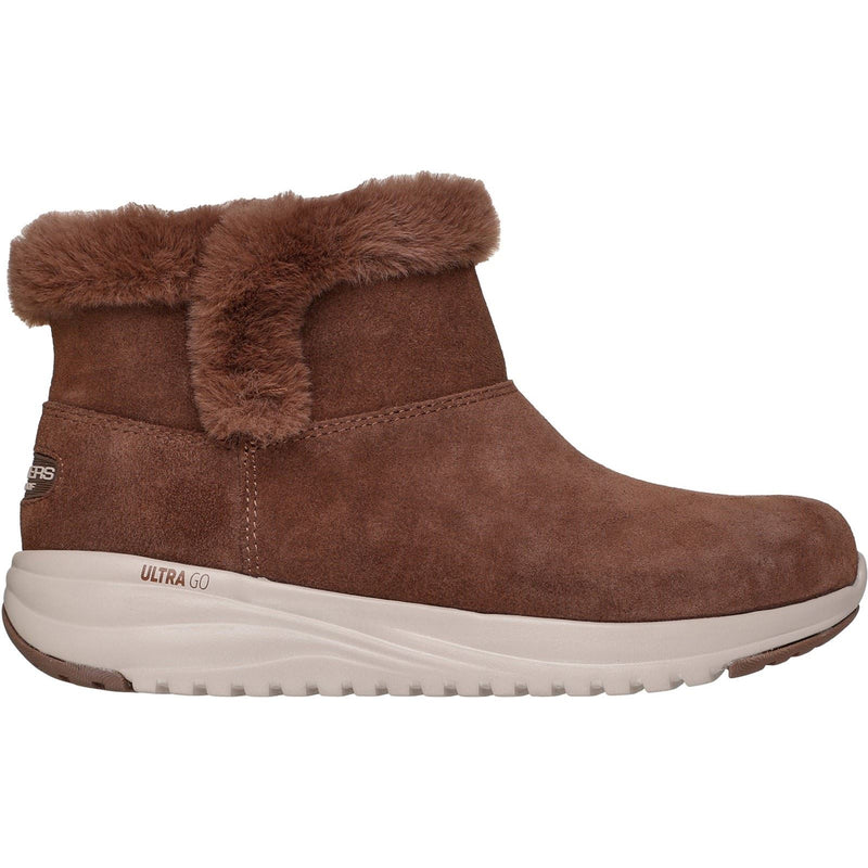 Skechers On-the-GO Stellar - Cozy Step Gemütliche Schritt Leder Damen Schokoladen Winter Stiefeletten