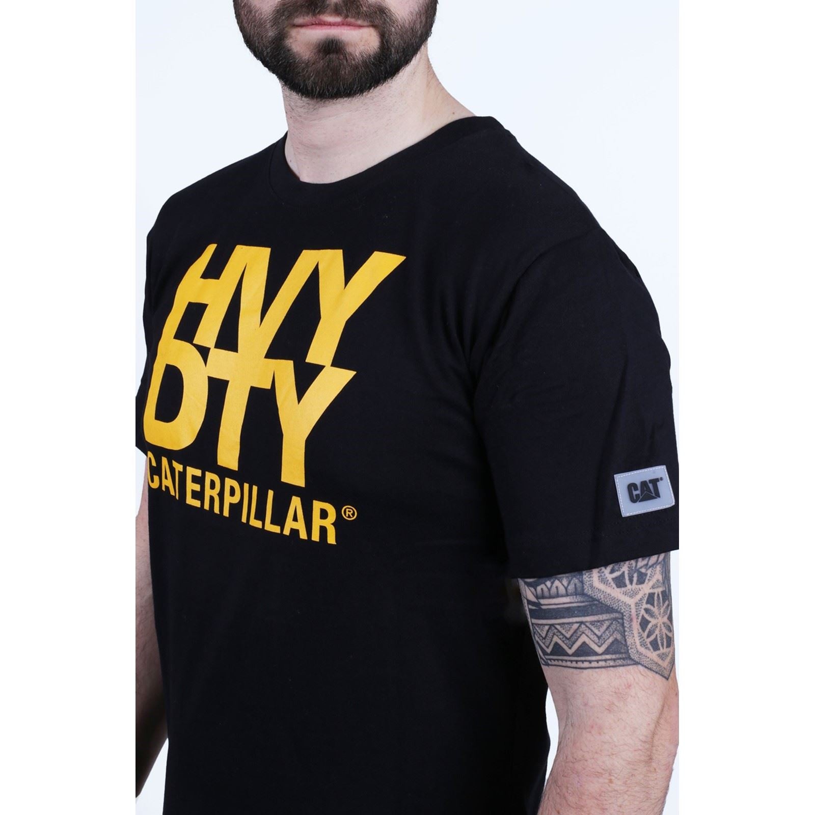 Caterpillar Heavy Duty Baumwoll Männer Schwarze Farbe Kurzarm-T-Shirts