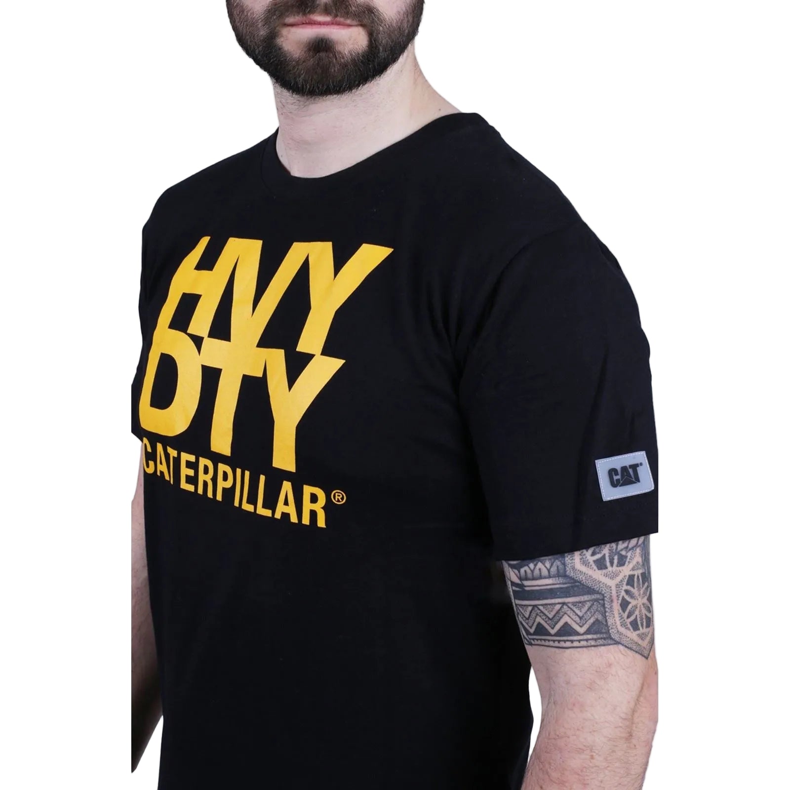 Caterpillar Heavy Duty Baumwoll Männer Schwarze Farbe Kurzarm-T-Shirts