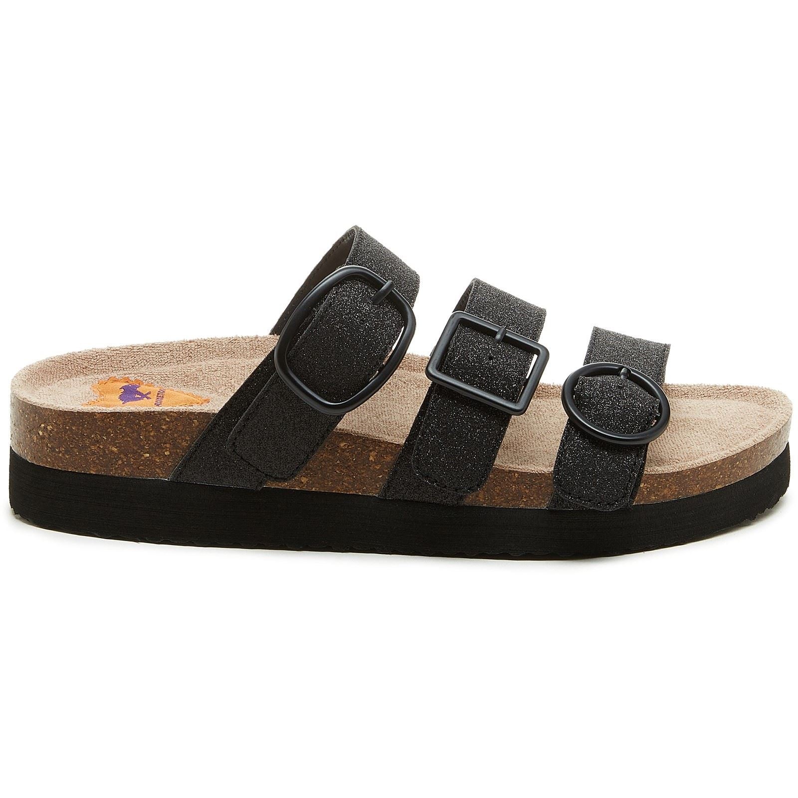 Rocket Dog Astor Glenn Glitter Stoff Damen Schwarze Sandalen