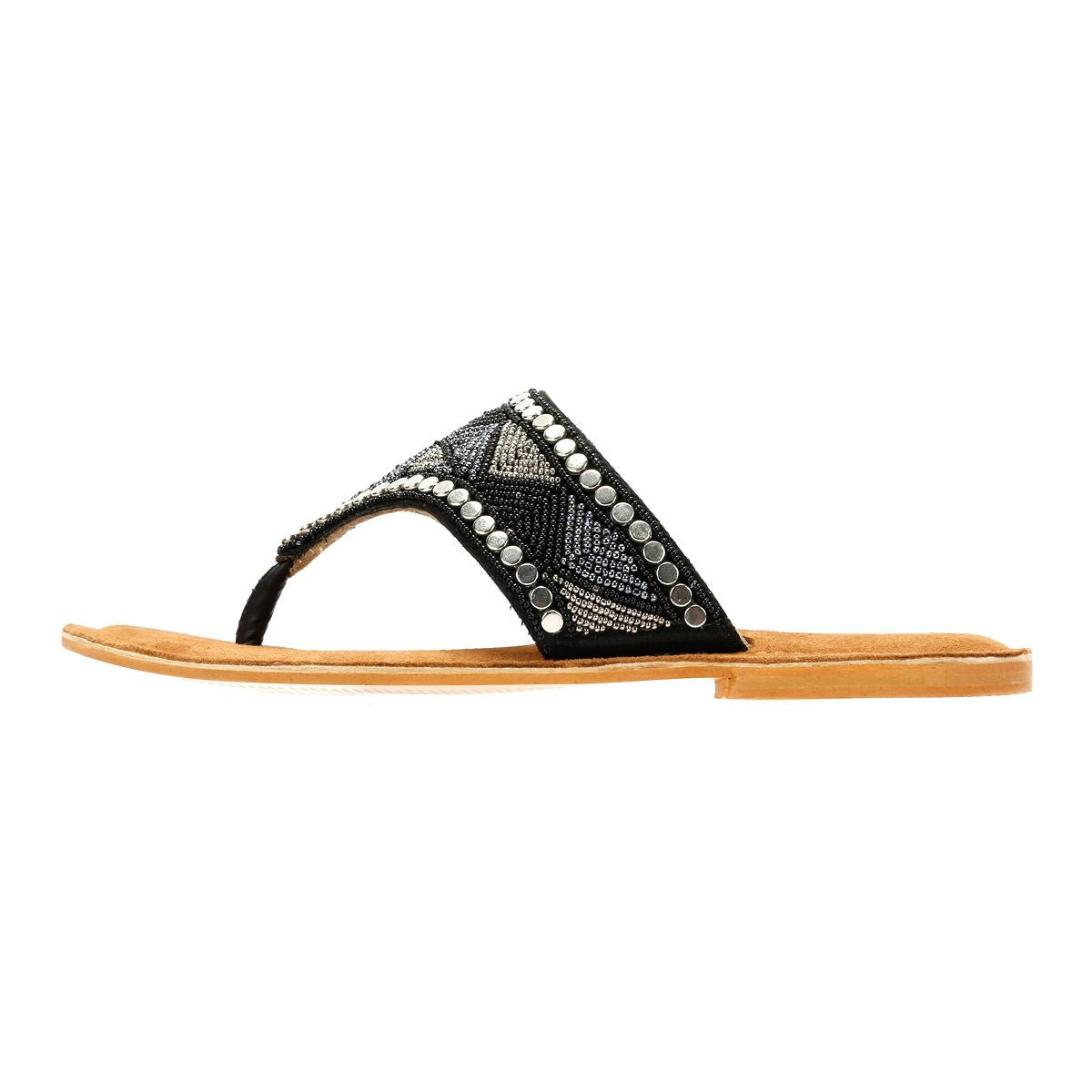Tower London Wide Vamp Toepost Damen Schwarze Farbe Sandalen