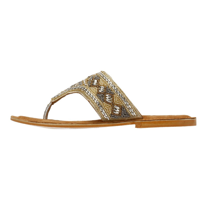 Tower London Wide Vamp Toepost Damen Gold Sandalen