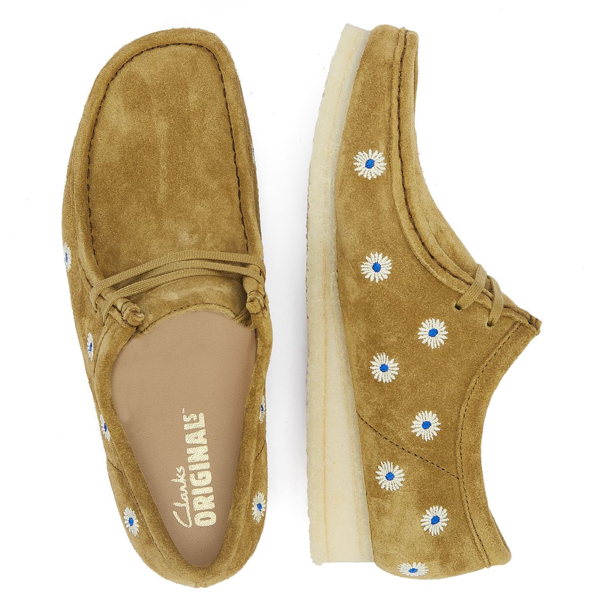Clarks Originals Wallabee Embroidery Herren Dunkelolive Wildleder Schnürschuhe
