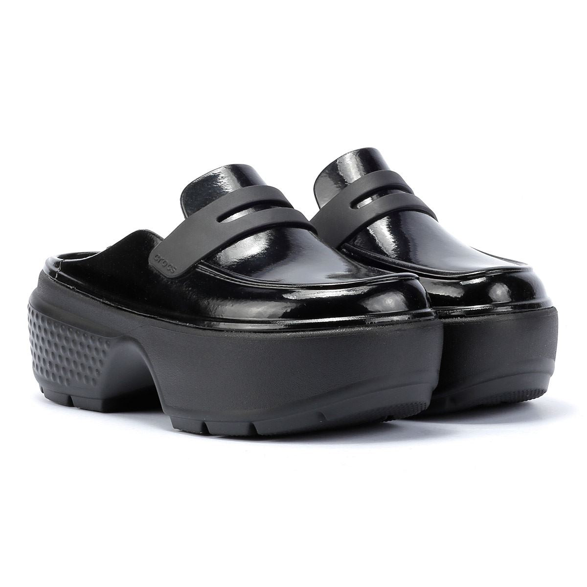 Crocs Stomp High Shine Damen-Schwarze Farbe Loafer