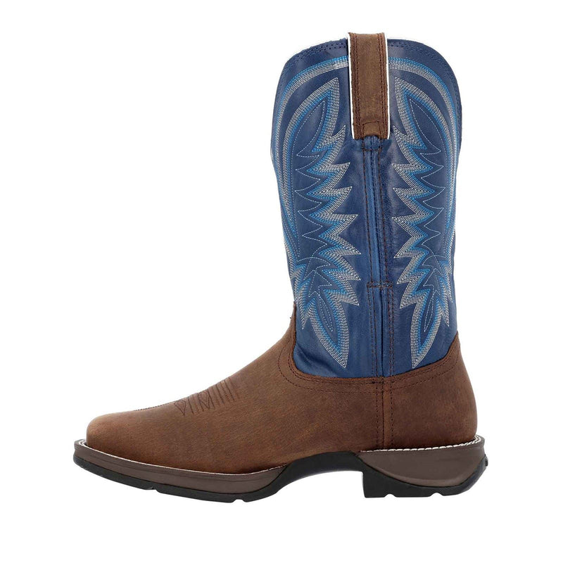 Durango Rebel Leder Herren Sattelbraun/Denim Blaue Stiefel