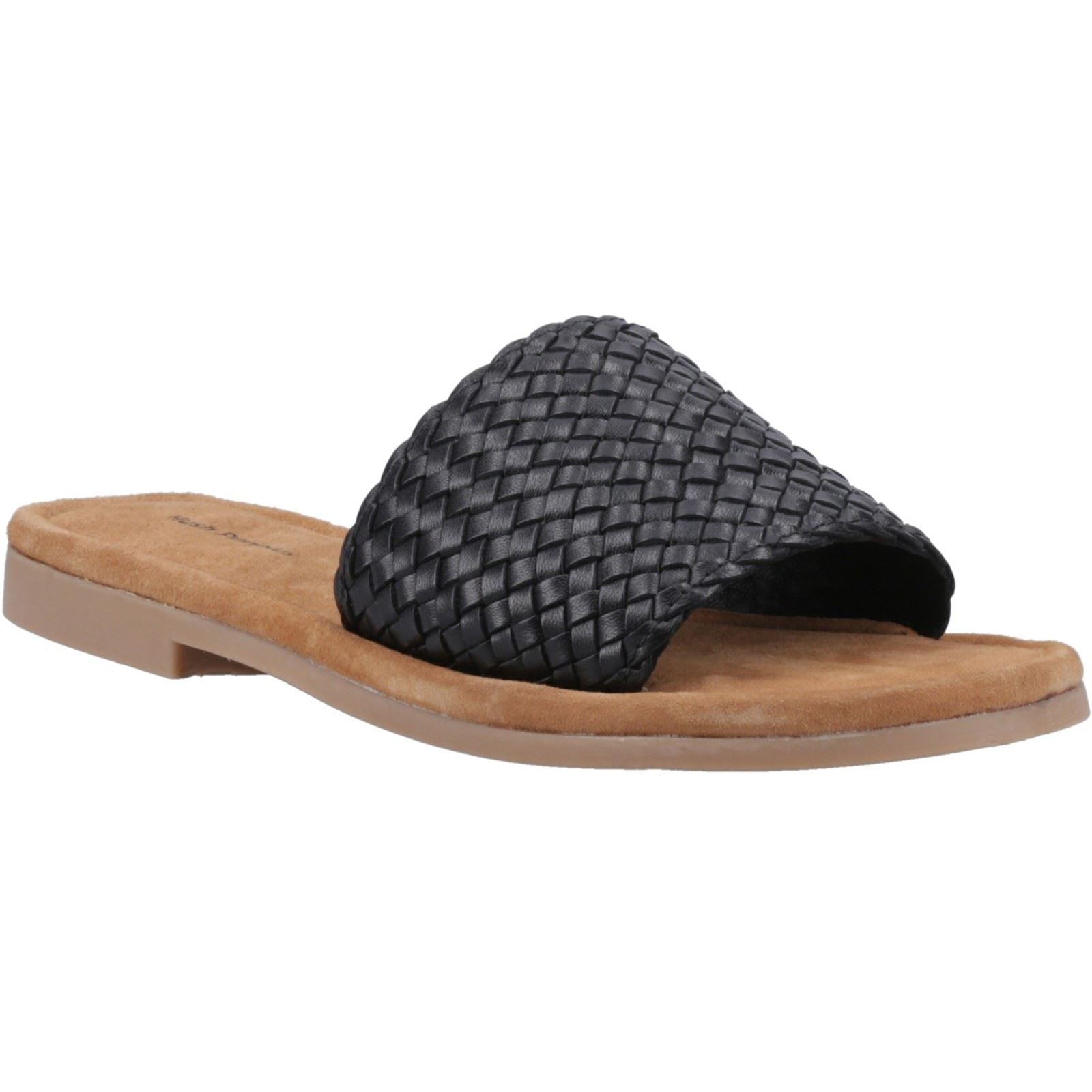 Hush Puppies Hetty Slide Leder Damen Schwarz Passform Sandalen