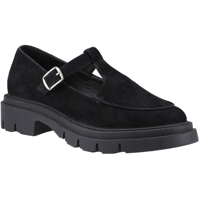 Hush Puppies Nella T-Bar Damen Schuhe Aus Wildleder In Schwarz