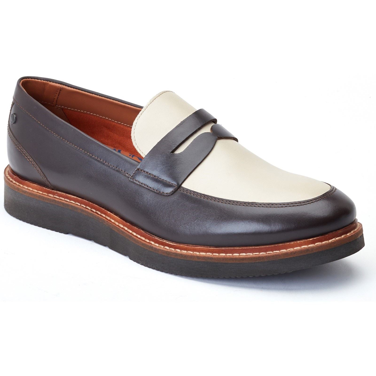 Base London Sid Herren Mokassins Aus Braun/Beigem Leder