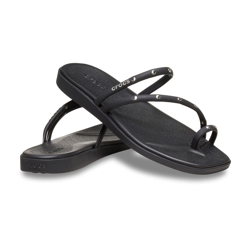 Crocs Miami Studded Toe Loop Thermoplastische Damen Schwarze Sandalen