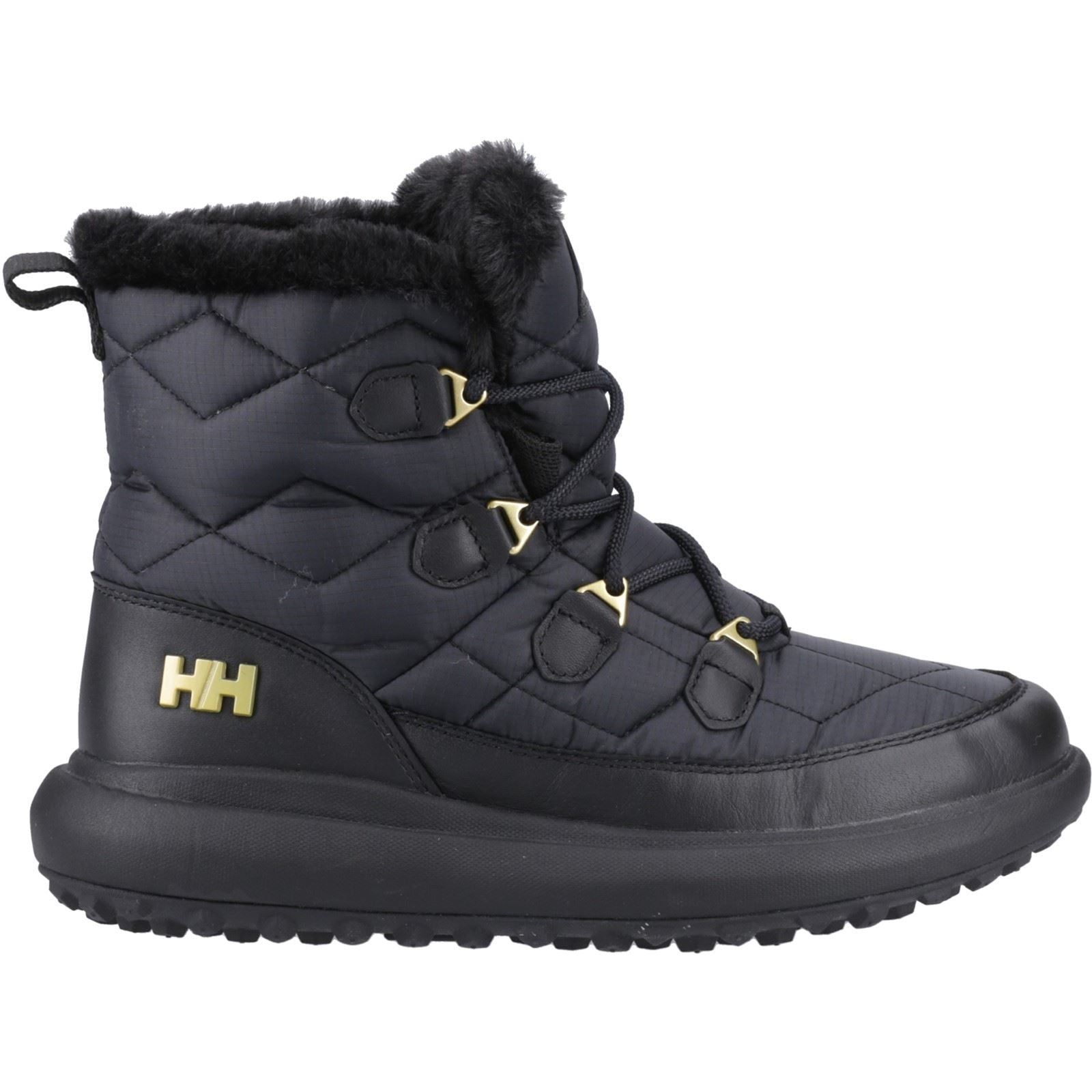 Helly Hansen Sport Willetta 2 Mid Damen Winterstiefel aus schwarzem Leder in mittlerer Wadenhöhe