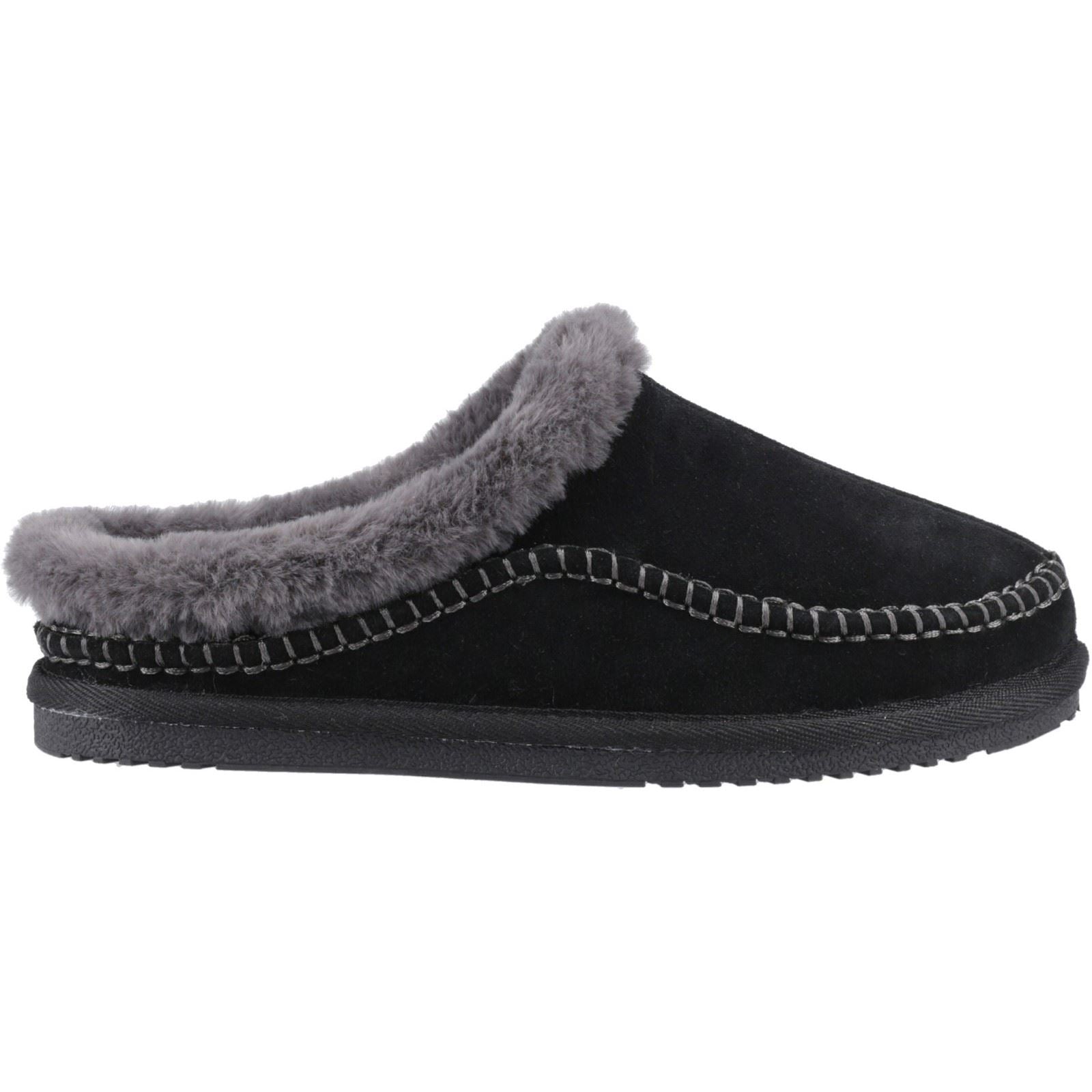 Hush Puppies Anika Damen Wildleder Hausschuhe in Schwarz