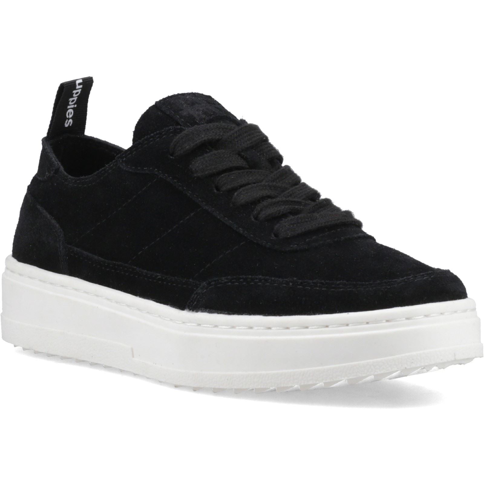 Hush Puppies Nesta Leder Damen Schwarze Sneaker
