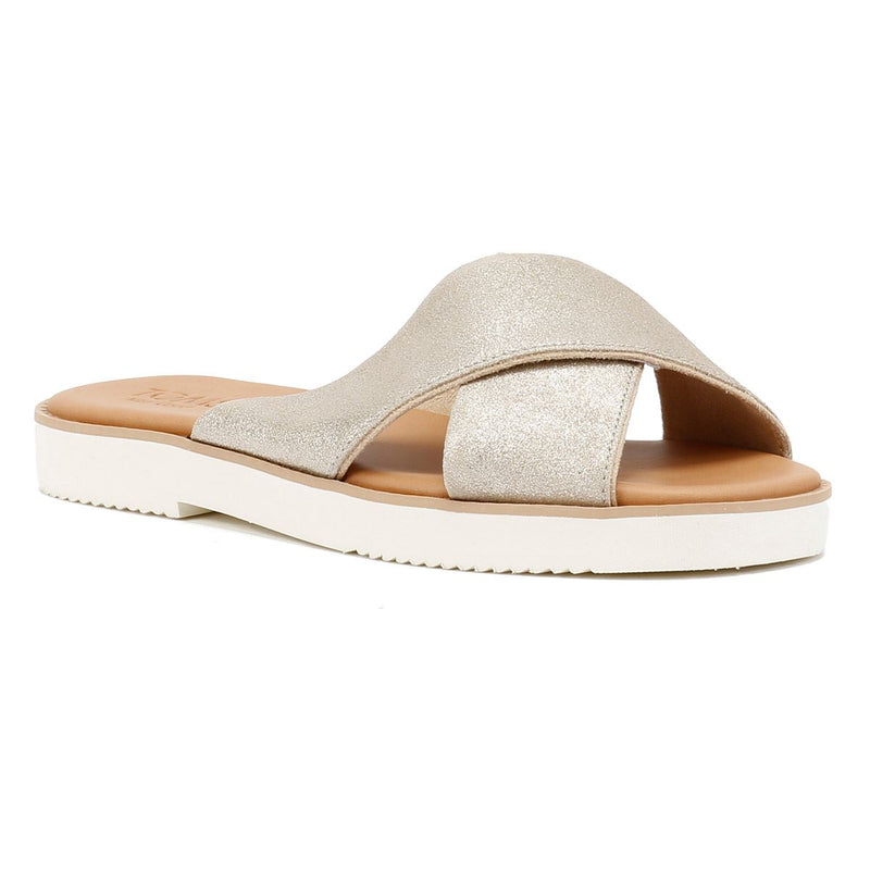 TOMS Mae Crossover Damen Sandalen Aus Wildleder In Silber