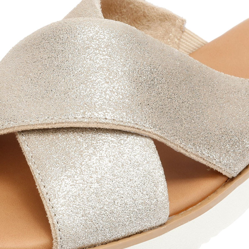 TOMS Mae Crossover Damen Sandalen Aus Wildleder In Silber