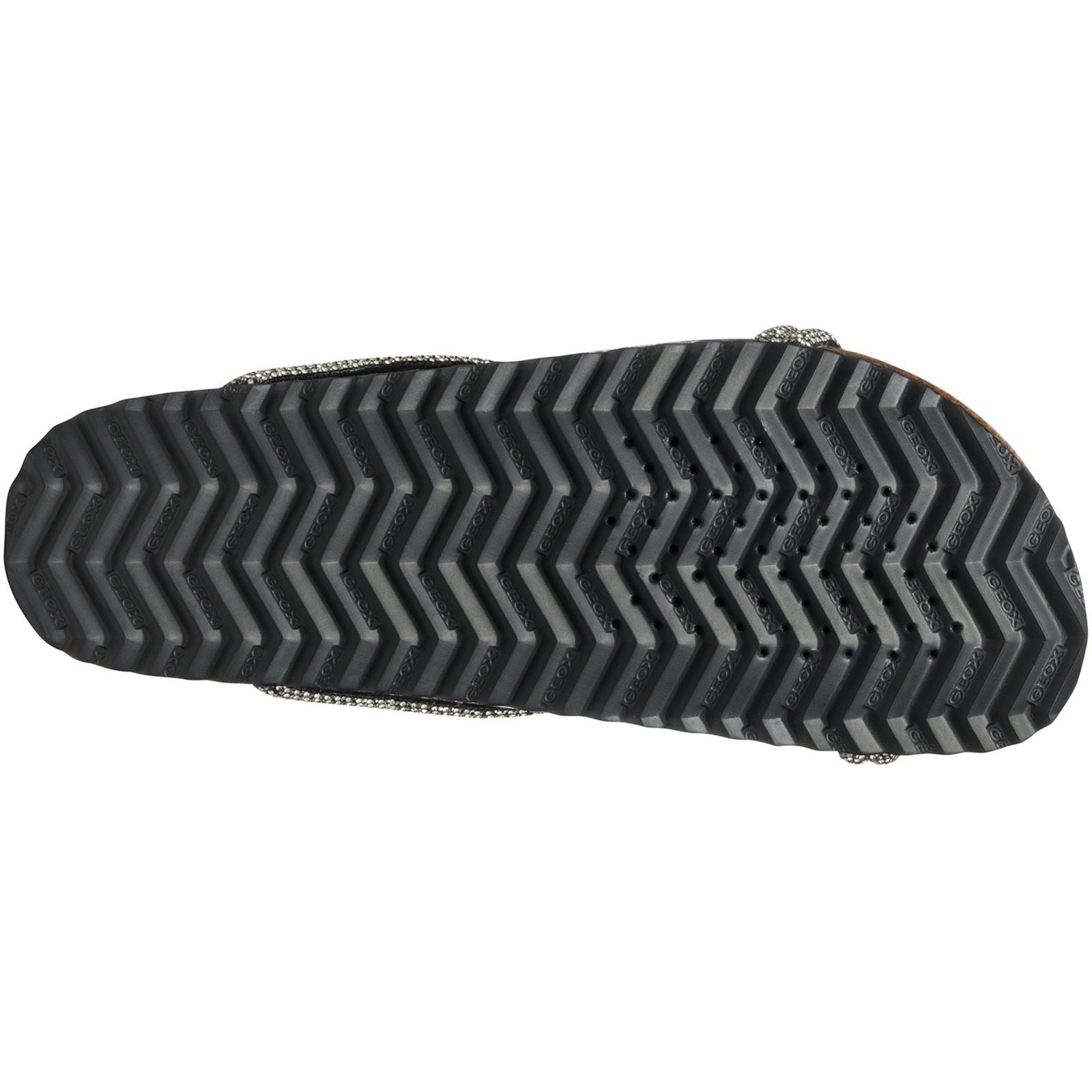 Geox D BRIONIA R Synthetik Damen Sandalen In Schwarz/Silber
