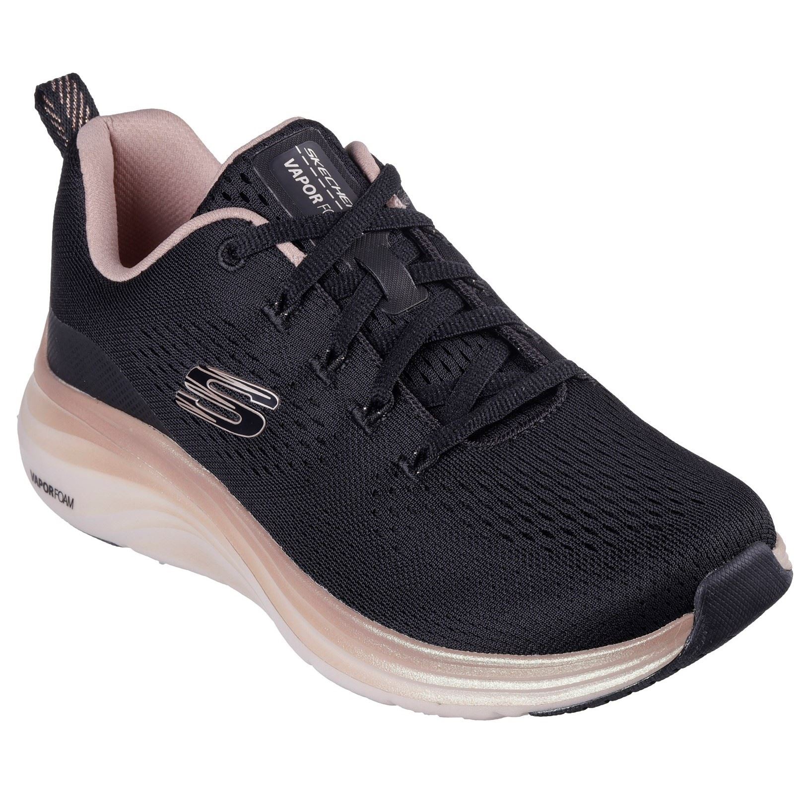 Skechers Vapor Foam - Midnight Glimmer Textile Damen Sneaker In Schwarz/Roségold