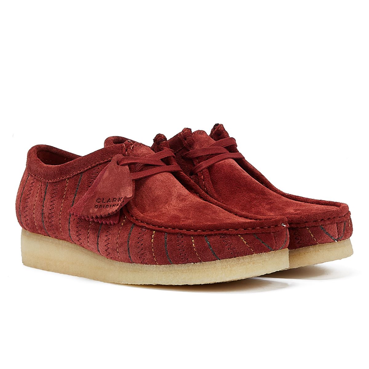 Clarks Originals Wallabee Kombination Herren Burgund Schnürschuhe
