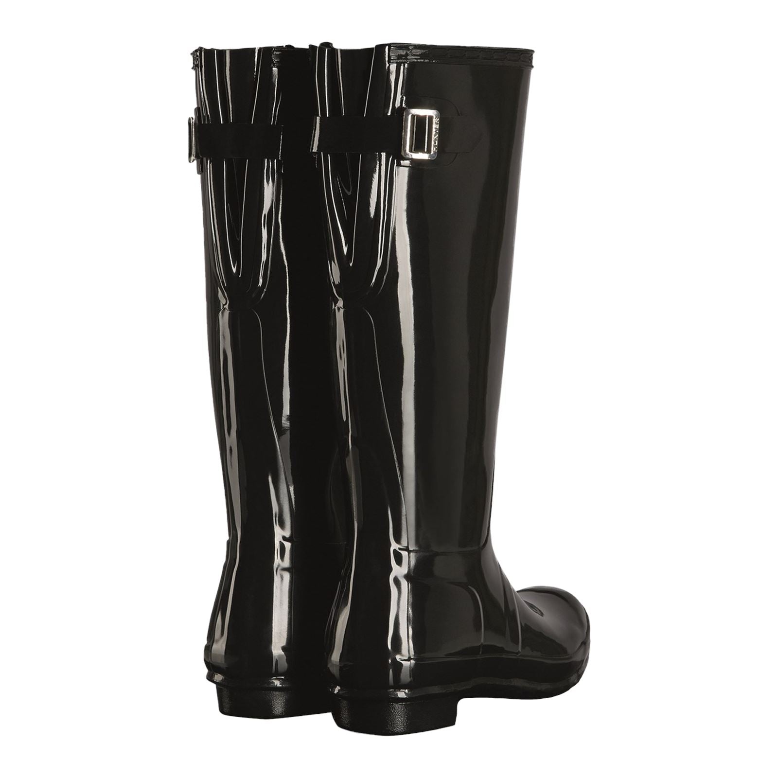 Hunter Tall Back Adjustable Gloss Gummistiefel Für Damen In Schwarz