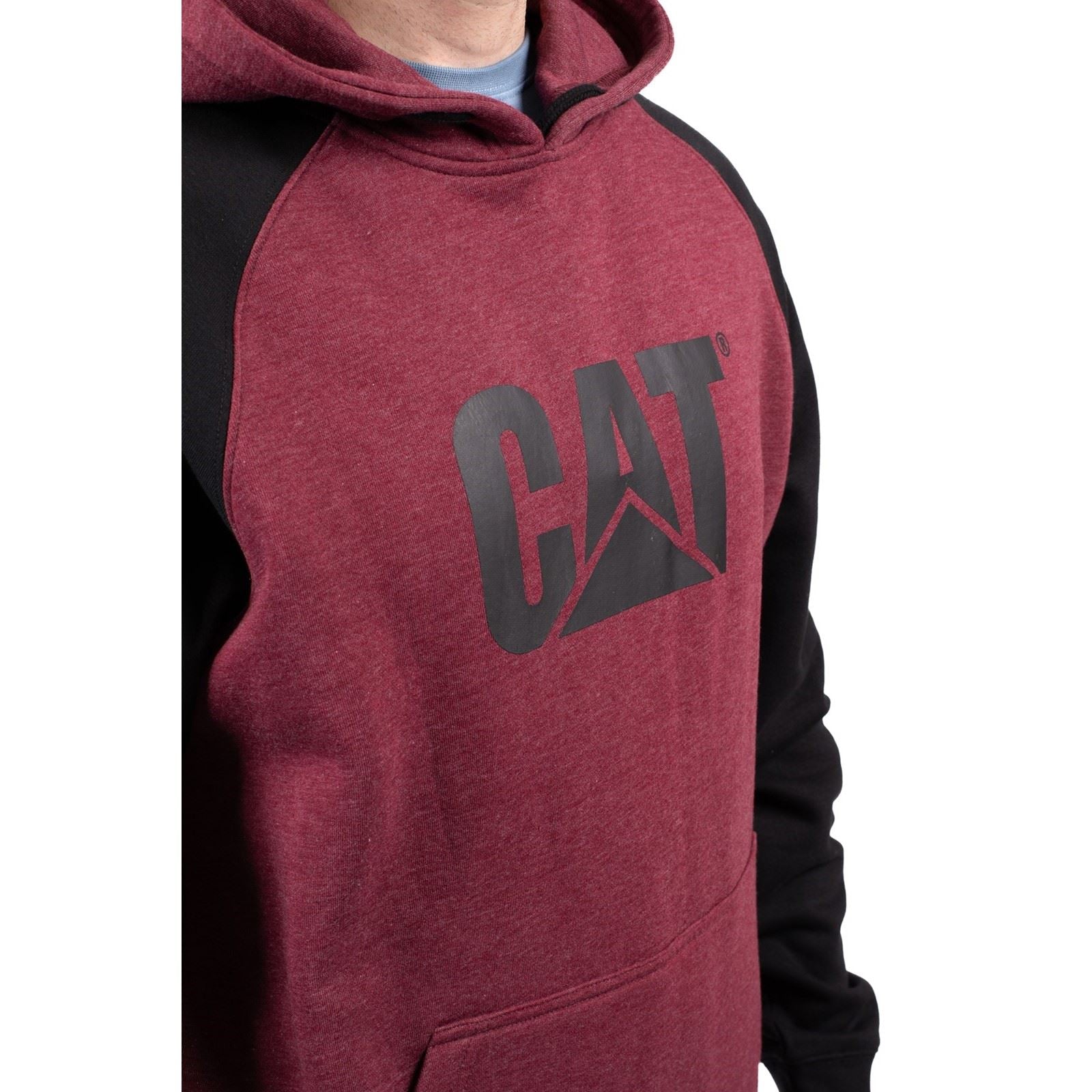 Caterpillar Raglan Baumwolle Herren Roter Kapuzenpullover