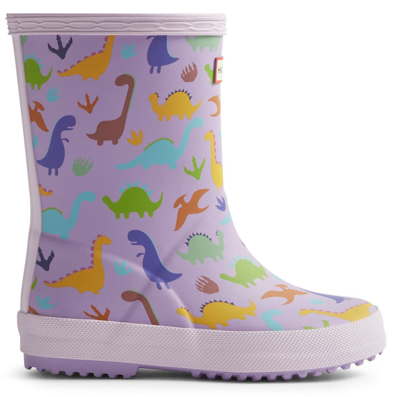 Hunter Kids Dinosaur Boot Gummi Lila Dinosaurier Gummistiefel