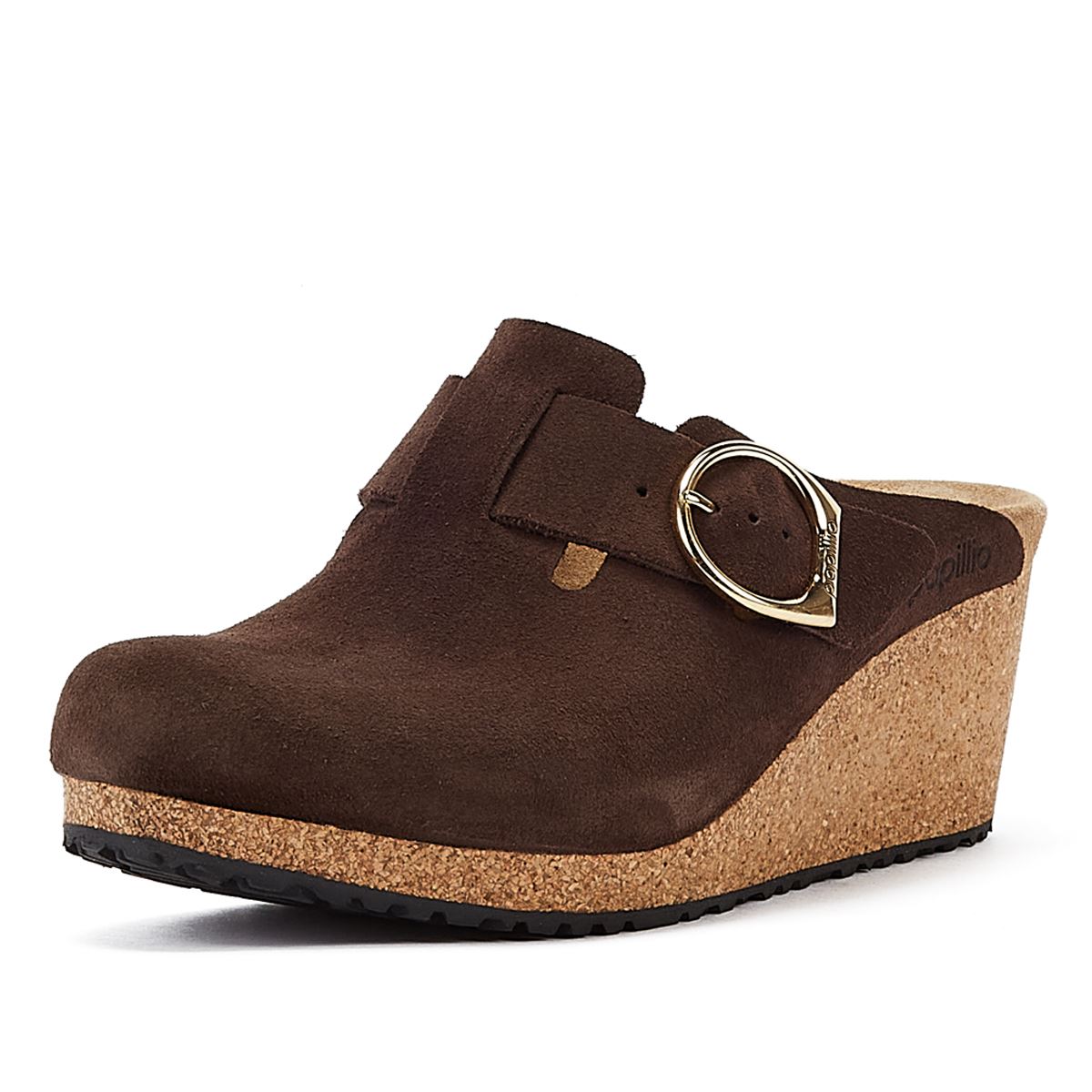 Birkenstock Wedges Aus Gebranntem Wildleder Mit Schnallenriemen In Braun Für Damen