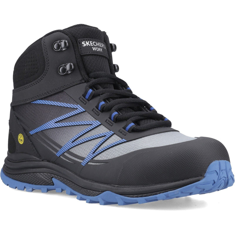 Skechers Workwear Puxal Firmle Leder Herren Schwarz/Blaue Sicherheitsschuhe