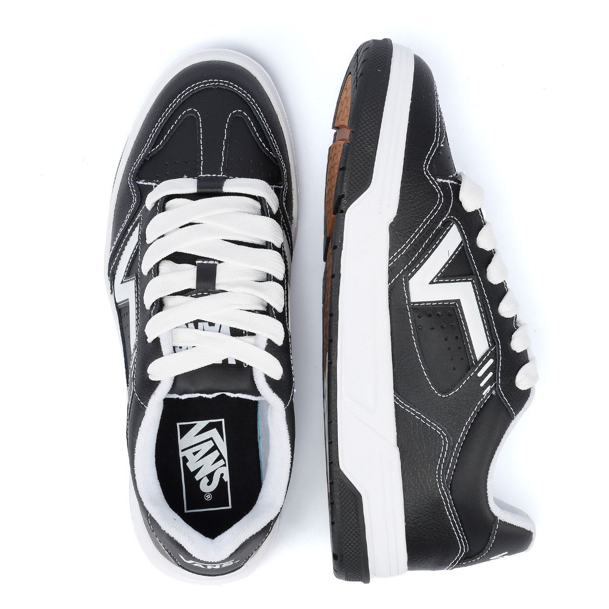 Vans Upland Schwarze/Weiße Lederturnschuhe