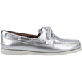 Sperry Authentic 2 Eye Damenbootsschuhe Aus Silbernem Leder
