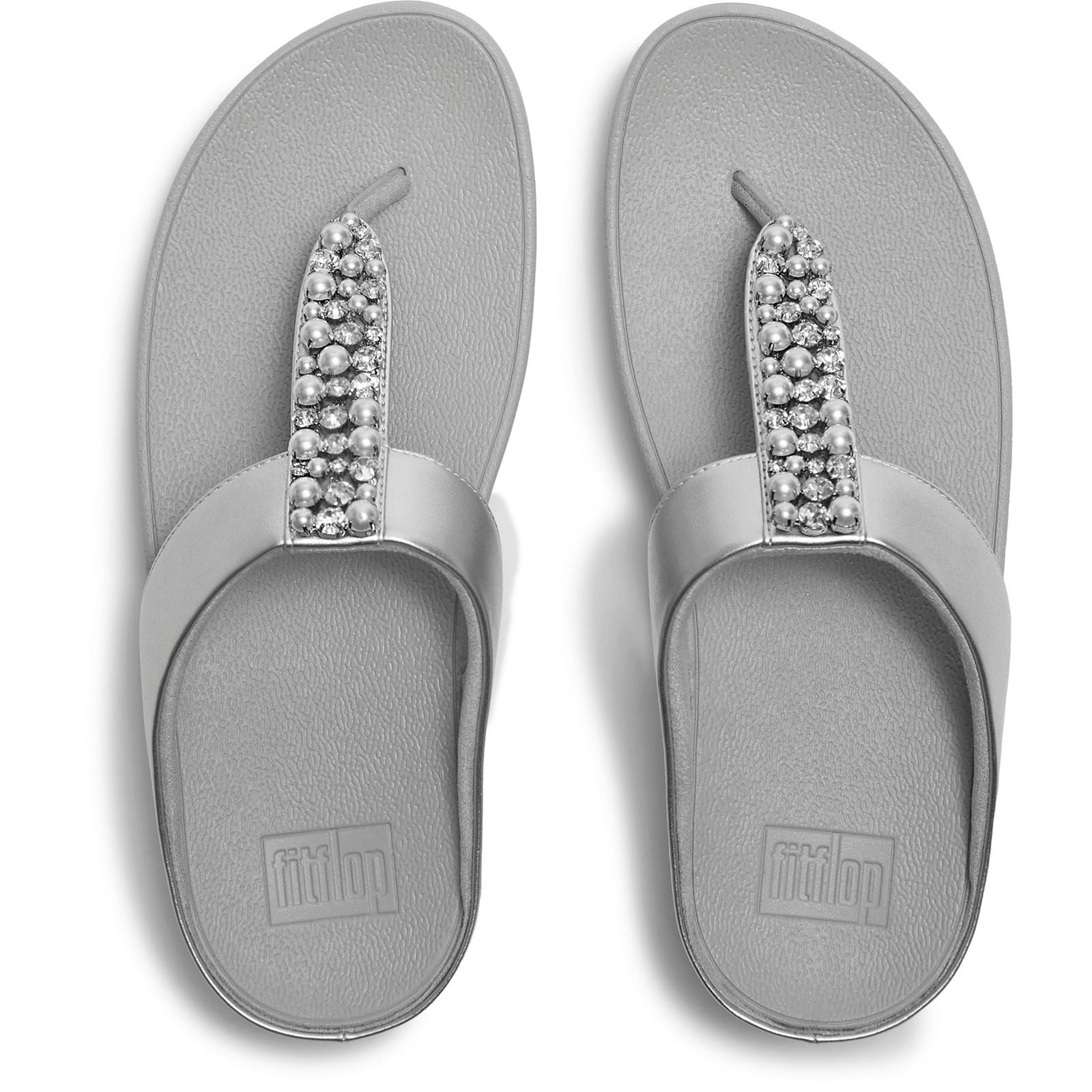Fitflop Fino Toe-Post Polyurethan Damen Silber Sandalen