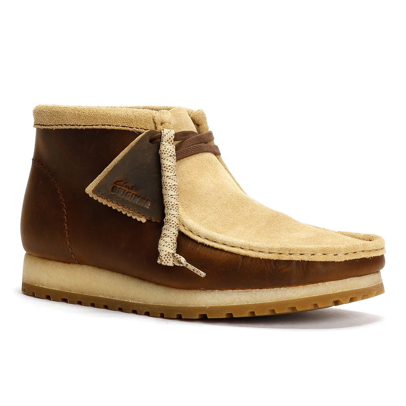 Clarks Originals Wallabee RB Combi Leder Herren Stiefel Braun
