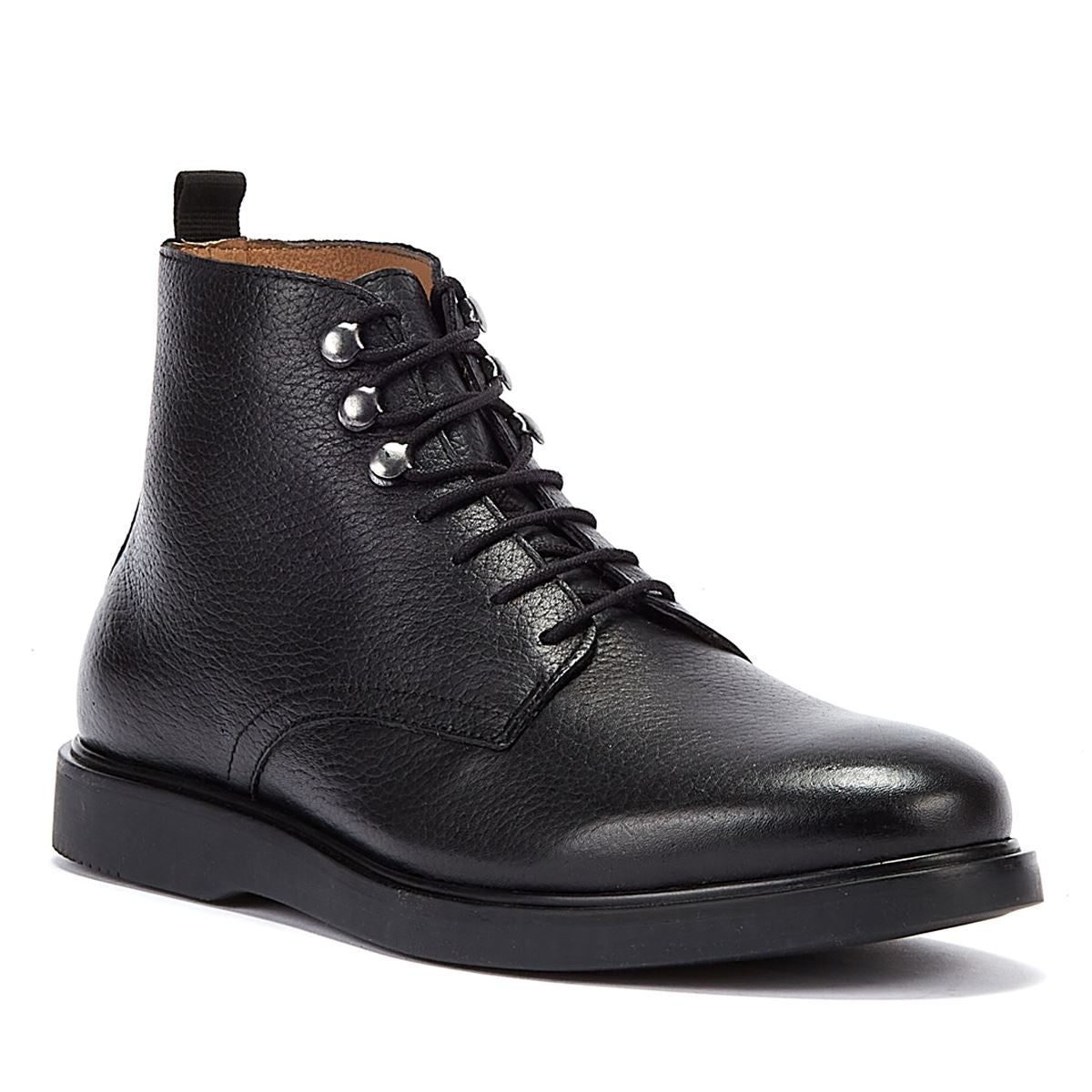 Hudson Kampf Spitze Leder Herrenstiefel In Schwarz