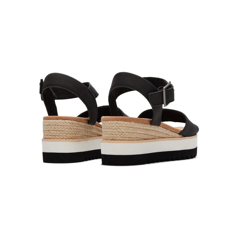 TOMS Diana Leder Damen Schwarze Keilsandalen