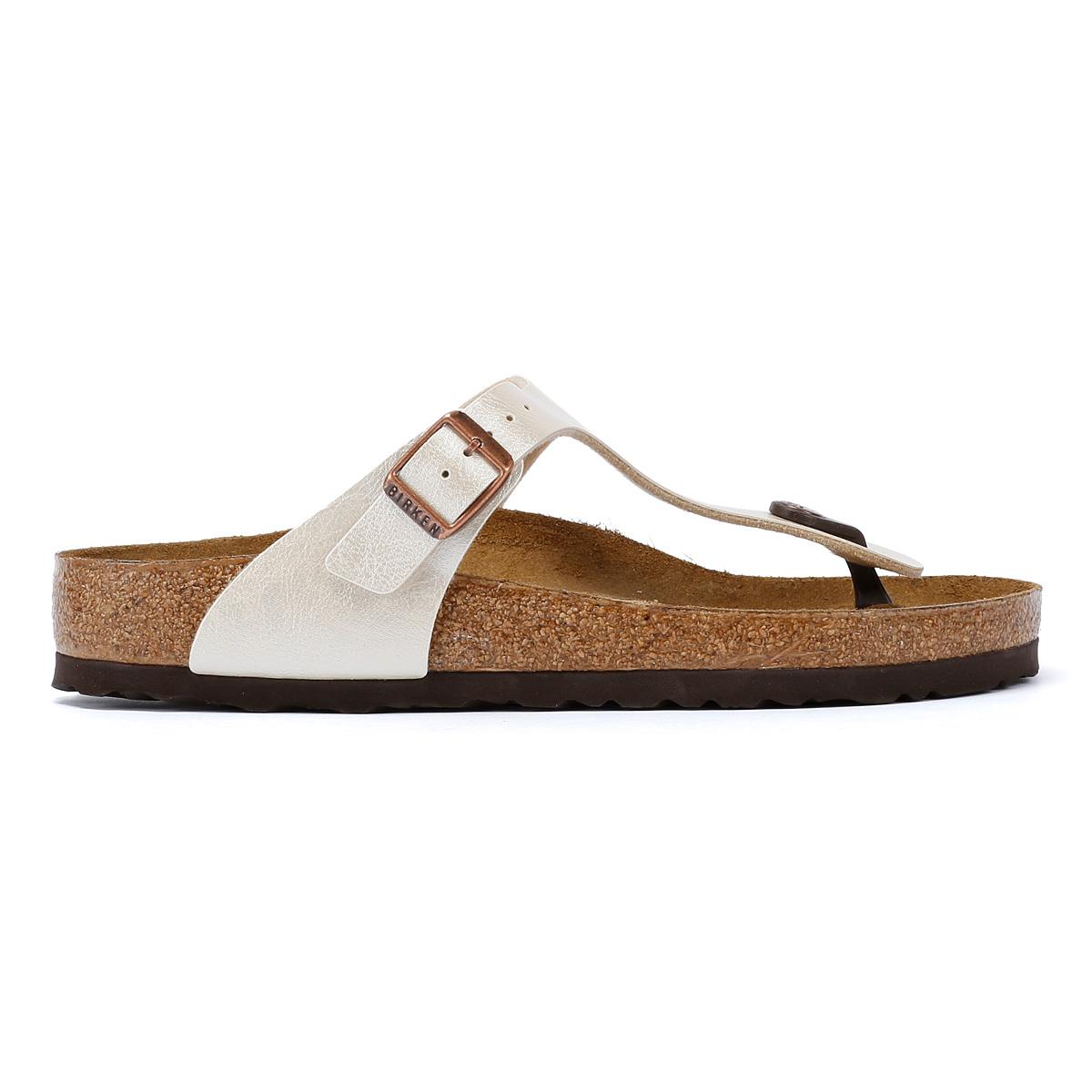 Birkenstock Gizeh Birko Flor Damen Anmutige Perlweiße Sandalen