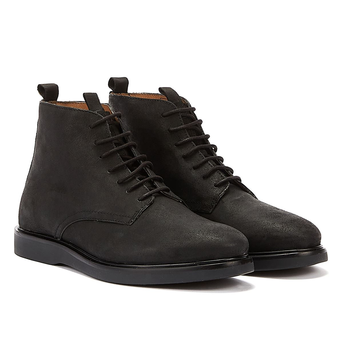 H By Hudson Troy Geöltes Wildleder Herren Stiefel Schwarz